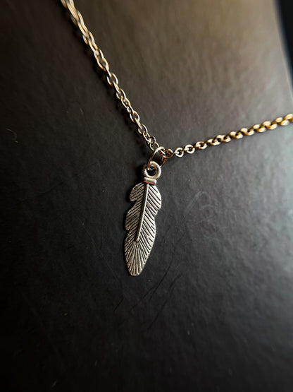 Sketched Leaf Silver Pendant With Chain