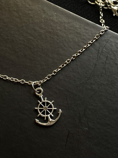 Wheel Anchor Silver Pendant With Chain