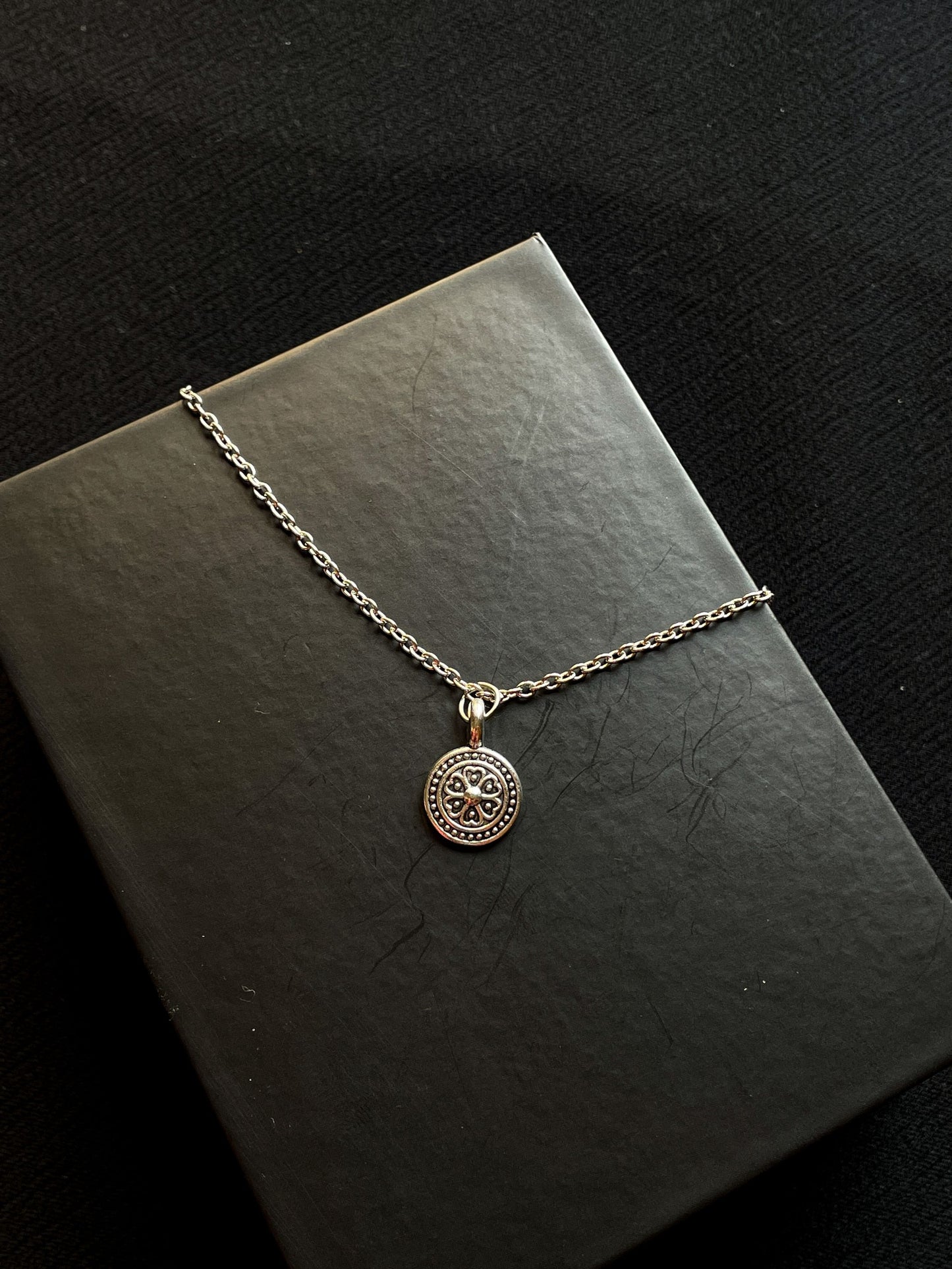 Clover Coin Silver Pendant With Chain