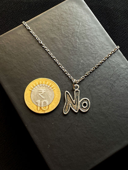 "NO" Rebel Silver Pendant With Chain