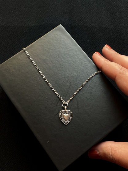 "In The Name Of Love" Silver Heart Pendant With Chain