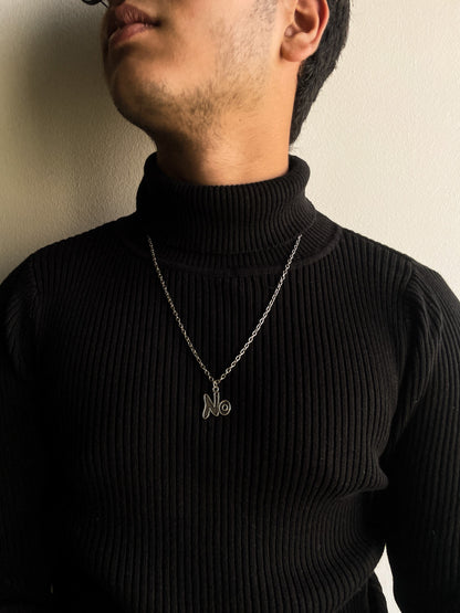 "NO" Rebel Silver Pendant With Chain