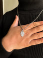 Shiny Hamsa Hand Silver Pendant With Chain
