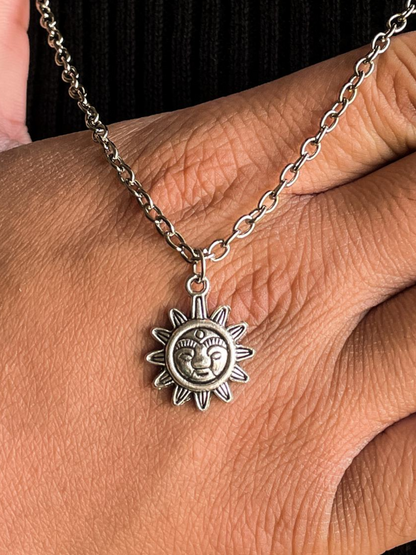 Vintage Sun Silver Charm (Silver) | 6 Pcs