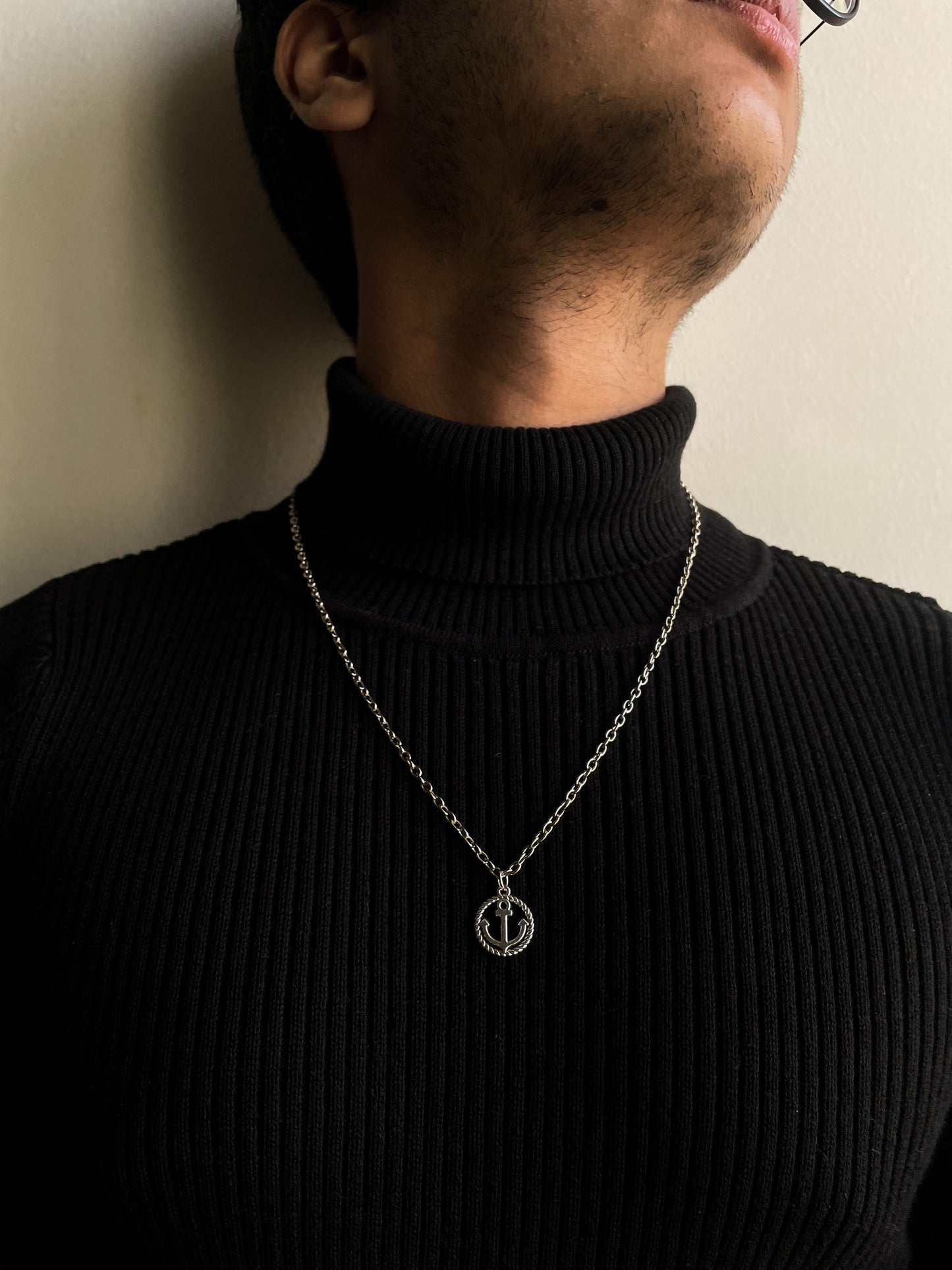 Anchor Coin Pendant With Chain