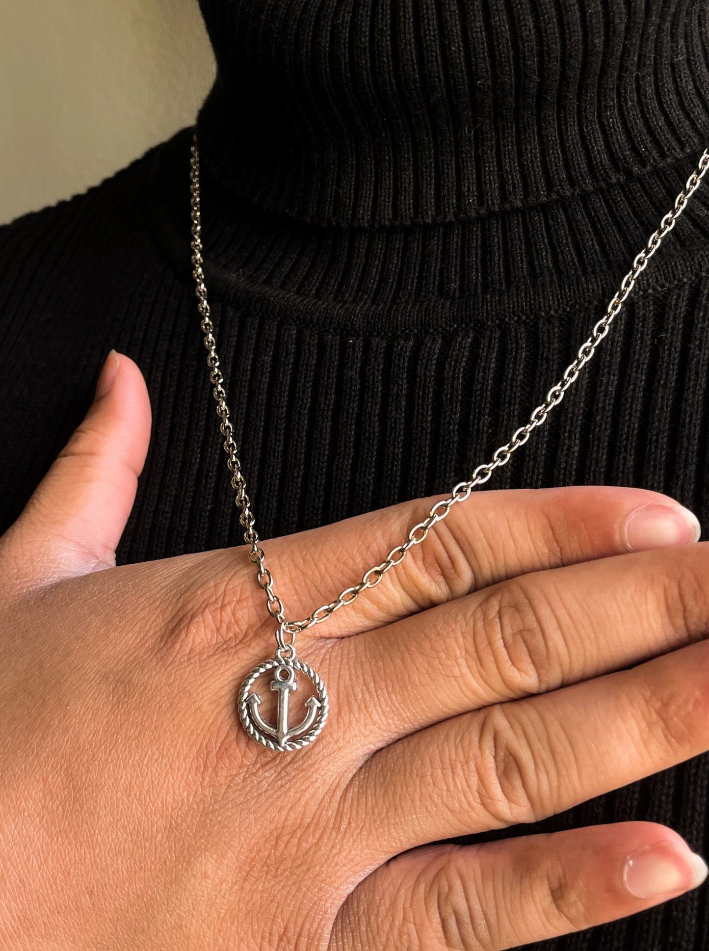 Anchor Coin Pendant With Chain