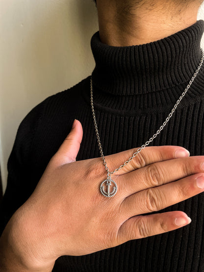 Anchor Coin Pendant With Chain