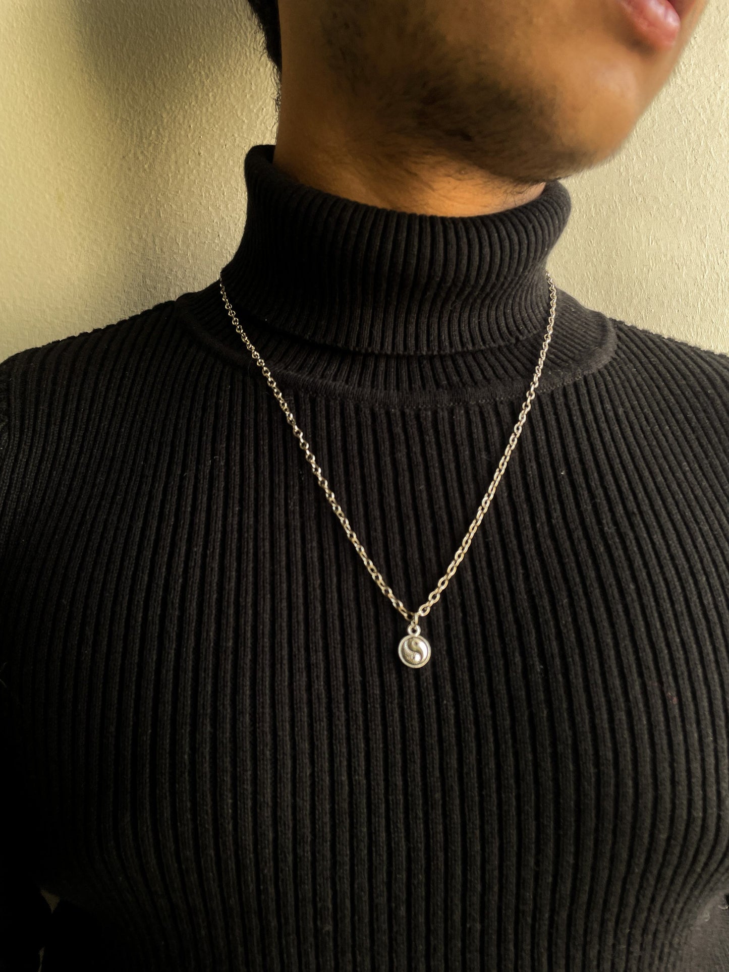 Yin Yang Silver Coin Pendant With Chain