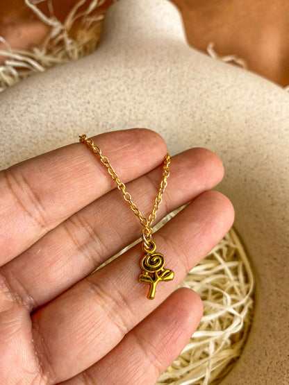 Mini Rose Charm Antique Gold Pendant Necklace | Pre-paid Orders Only