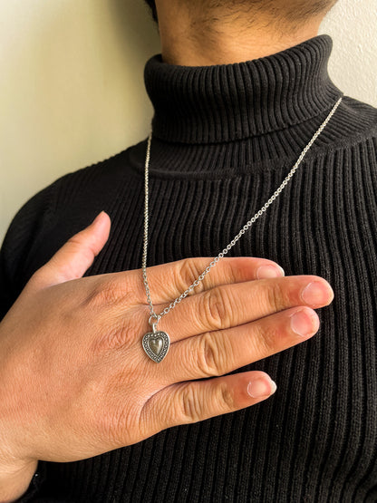 "In The Name Of Love" Silver Heart Pendant With Chain