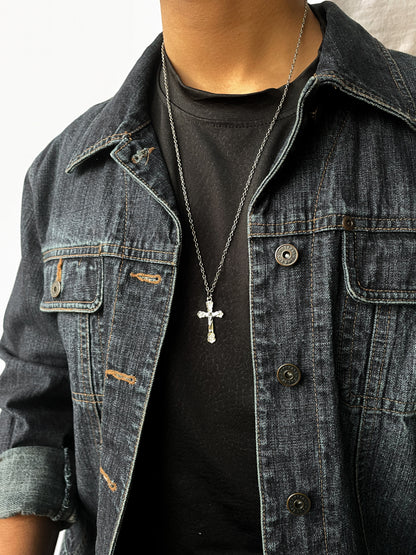 Thin Silver Cross Pendant With Chain