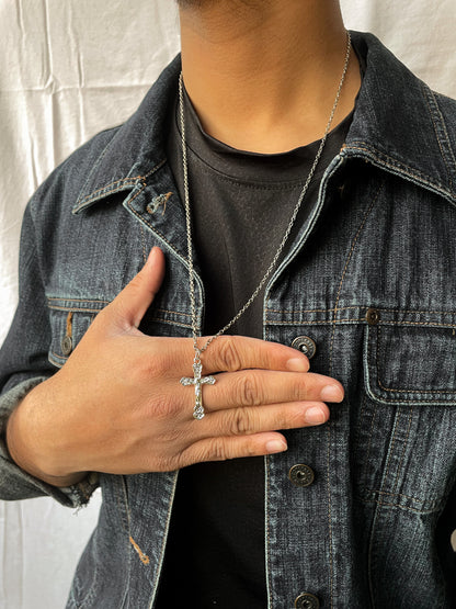 Thin Silver Cross Pendant With Chain