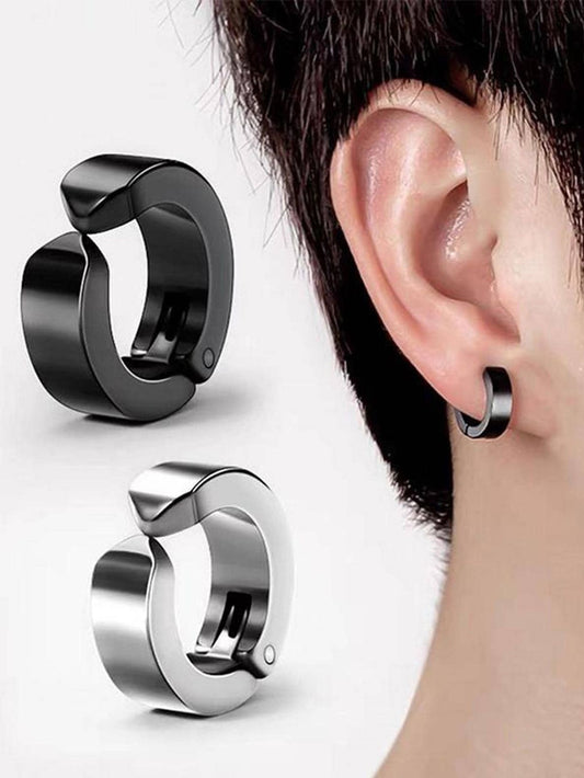 No Piercing Stainless Steel Silver Ear Cuff | Clip On Earring For Men