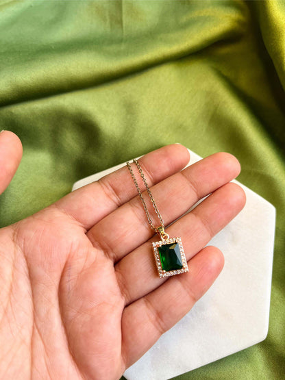 Emerald Promise Stainless Steel Necklace Women