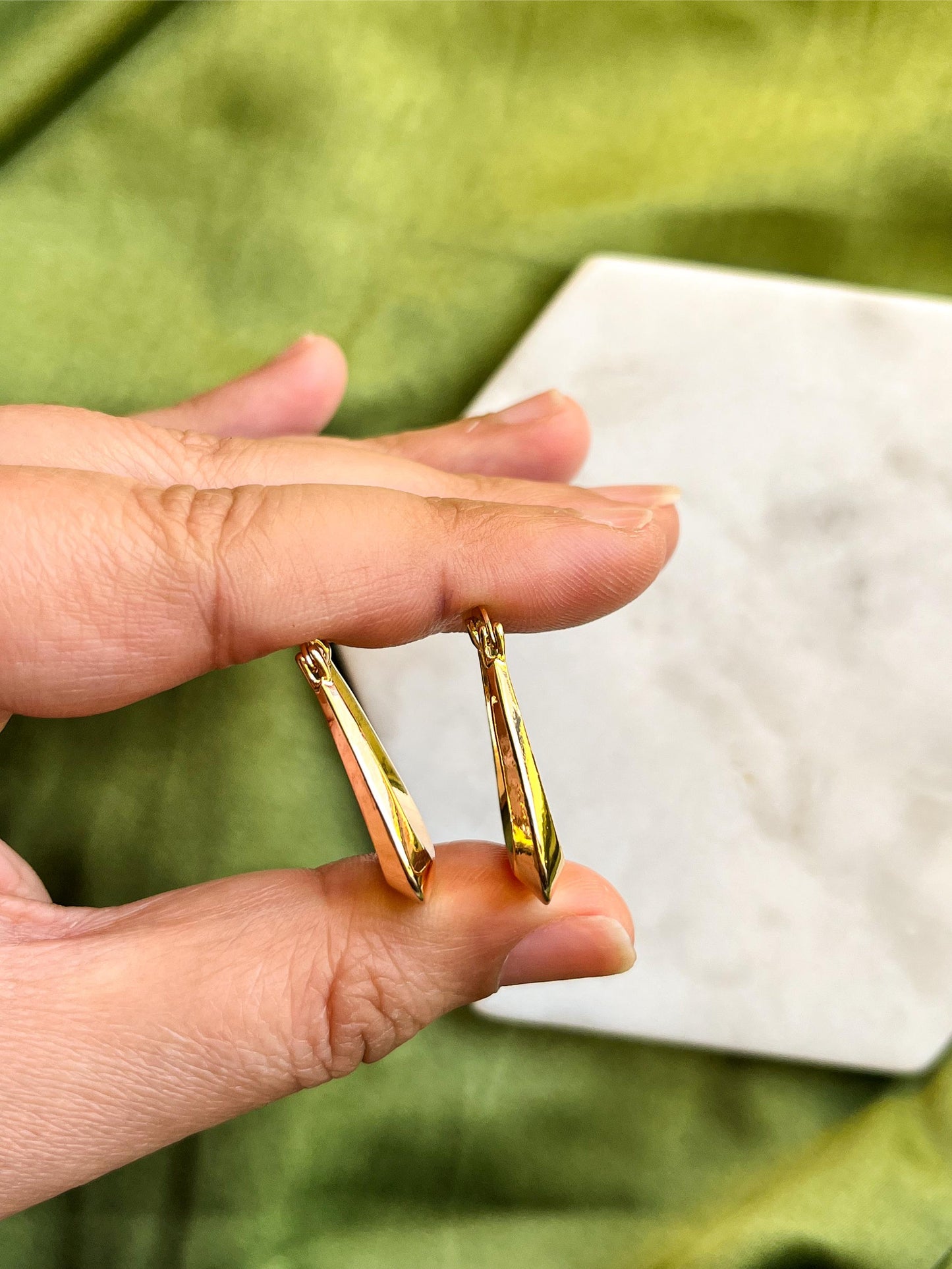 18K Gold Plated Triangle Hoop Earrings For Women