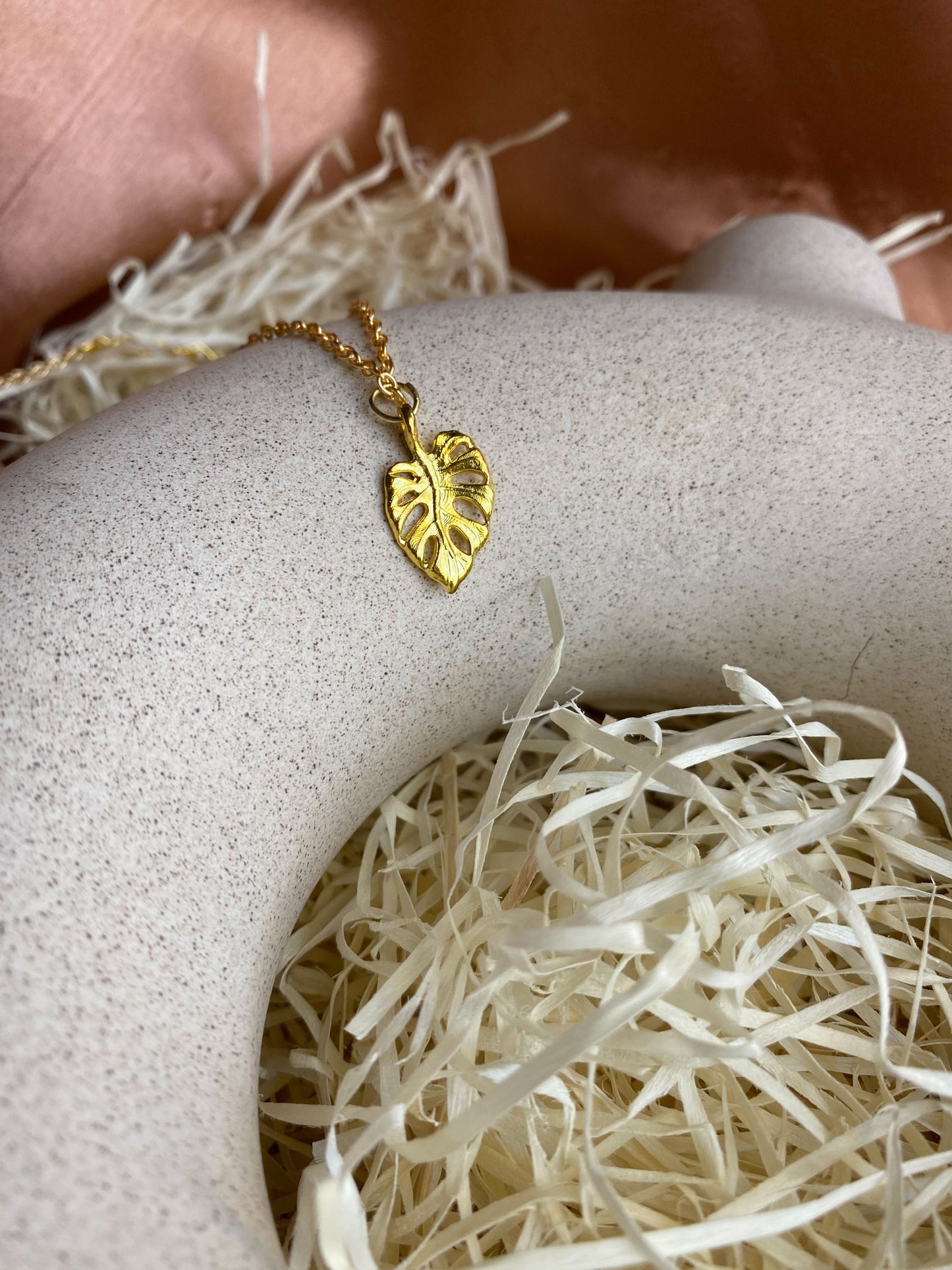 Tropical Palm Leaf Pendant Necklace