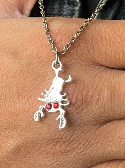 Red Eye Shiny Silver Scorpion Charm