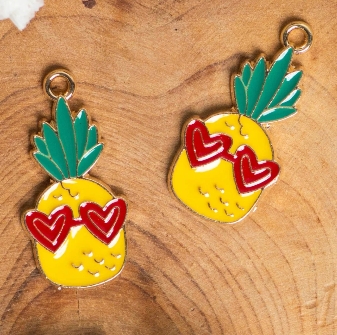 Cool Pineapple With Heart Glasses Enamel Pendant Necklace