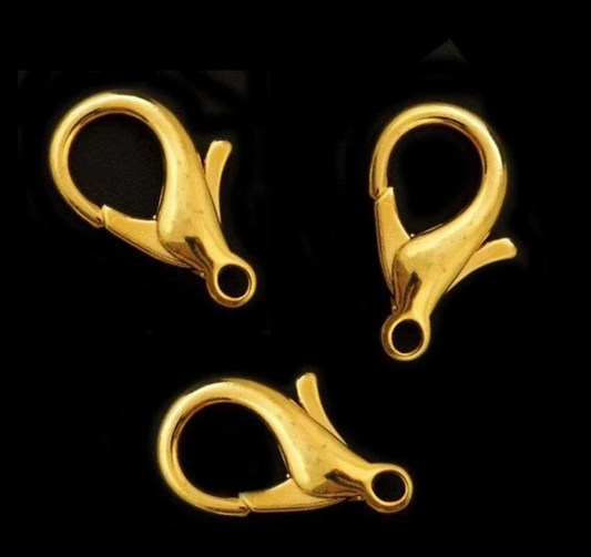 Real Brass Anti-Tarnish Antique Golden Lobster Clasp | 6 Pcs