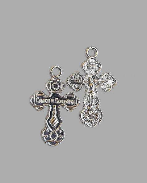 Silver Double Sided Thick Cross Charm