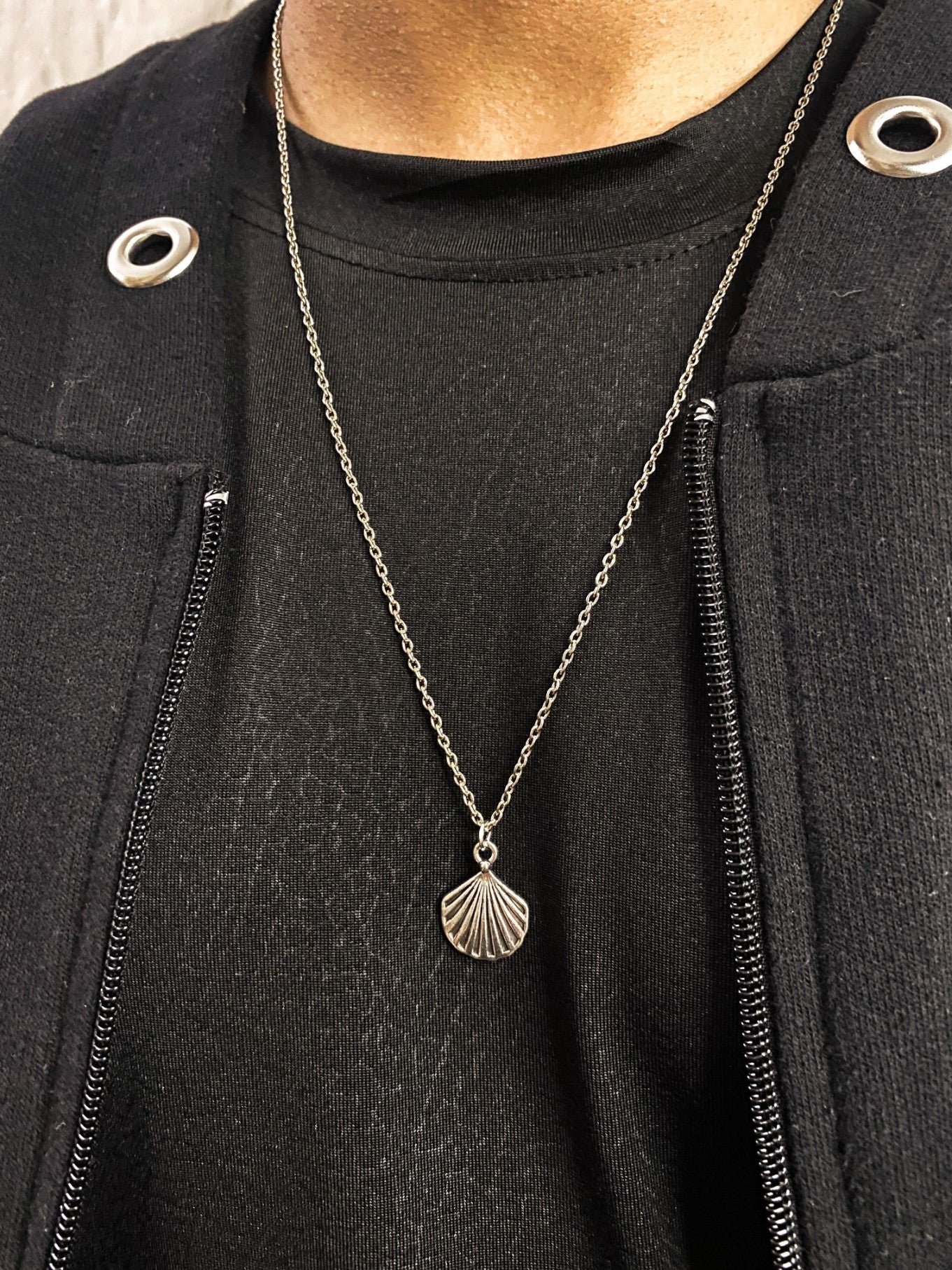 Silver Shell Pendant With Chain