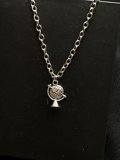 Silver Globe Pendant With Chain