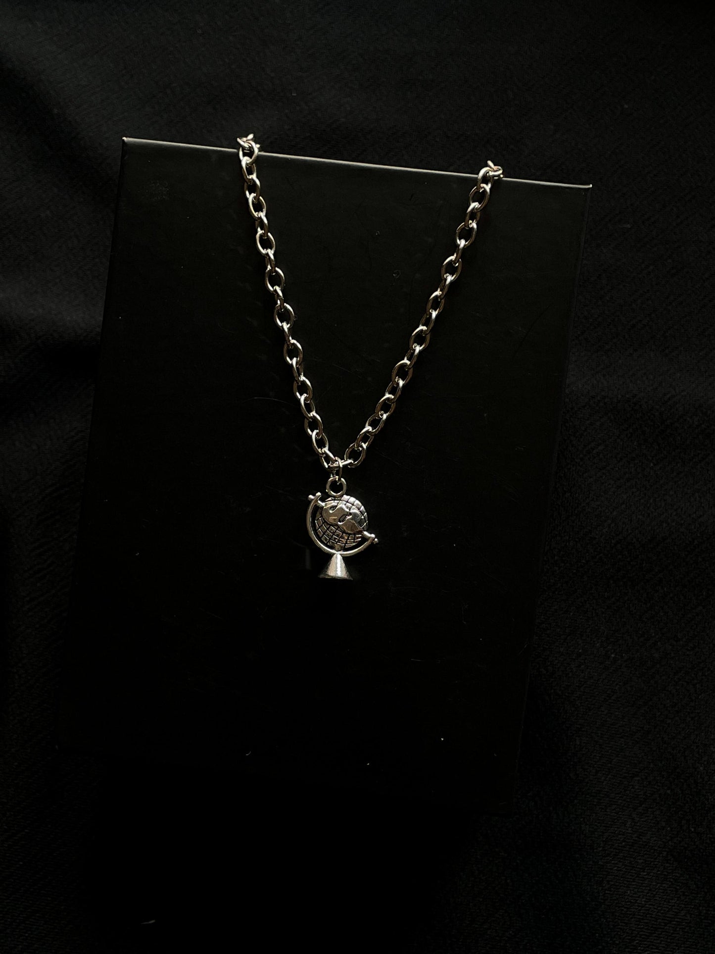 Silver Globe Pendant With Chain