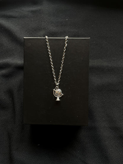 Silver Globe Pendant With Chain