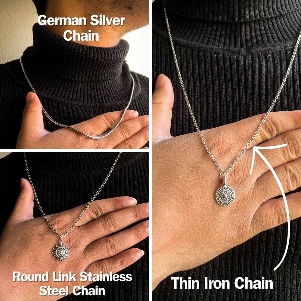 Mini Hamsa Hand Pendant With German Silver Chain