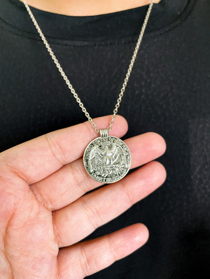 USA Quarter Dollar Silver Coin Pendant With Chain