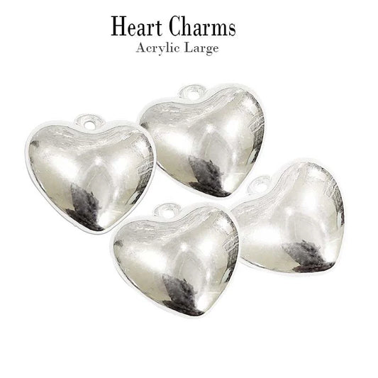 3D Metal Heart Love Silver Charm