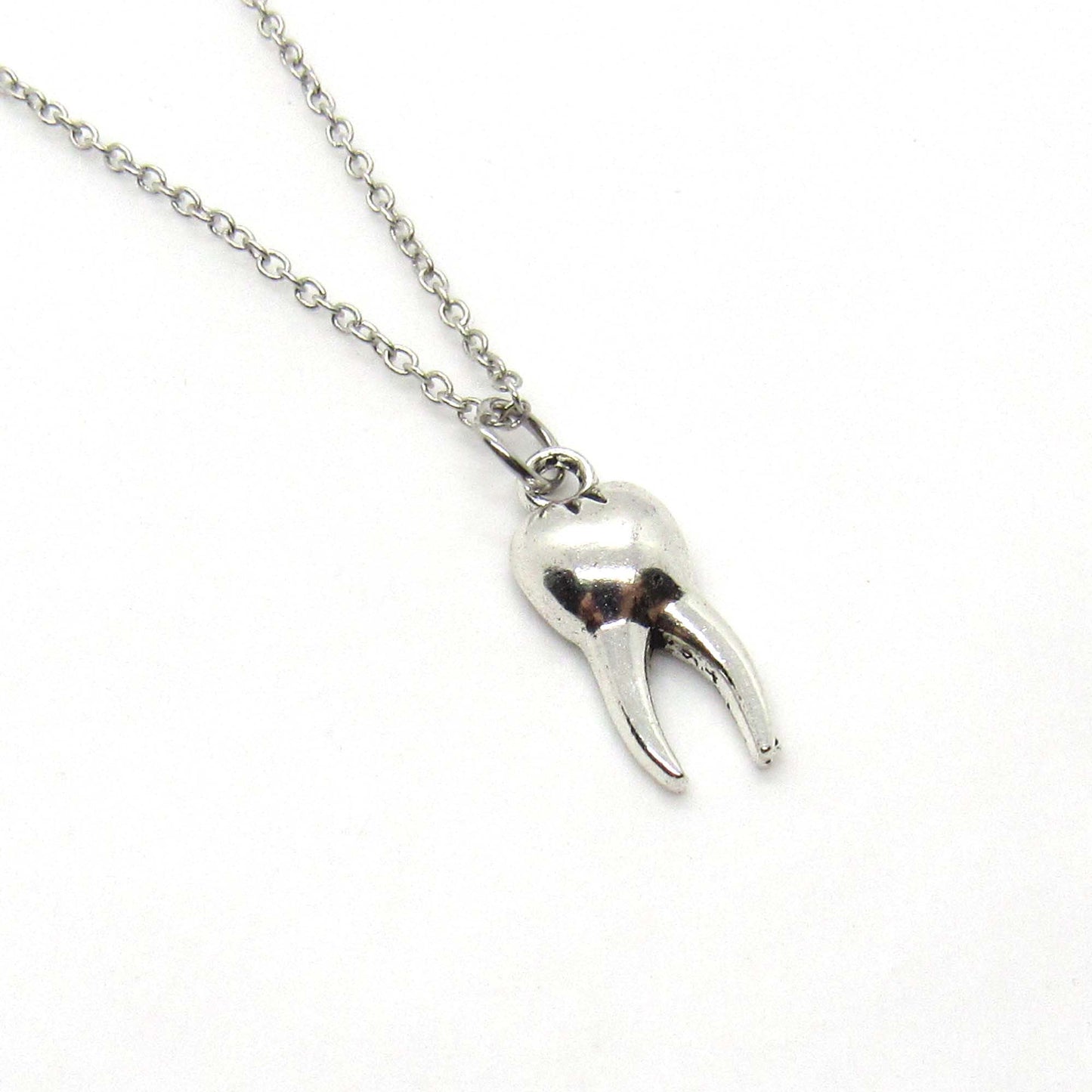 Silver Goth Wisdom Tooth Pendant With Chain