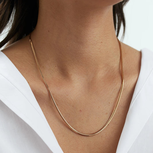 Stainless Steel Snake Chain Necklace: Rose Gold