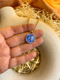 Blue Moon Enamel Coin Waterproof Necklace