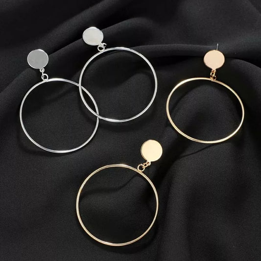 Golden Stud On Hoops Geometric Earrings