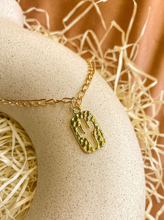 Gold Hammered Cactus Thick Chain Necklace