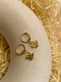 Dainty Bee Charm Antique Golden Hoop Earrings