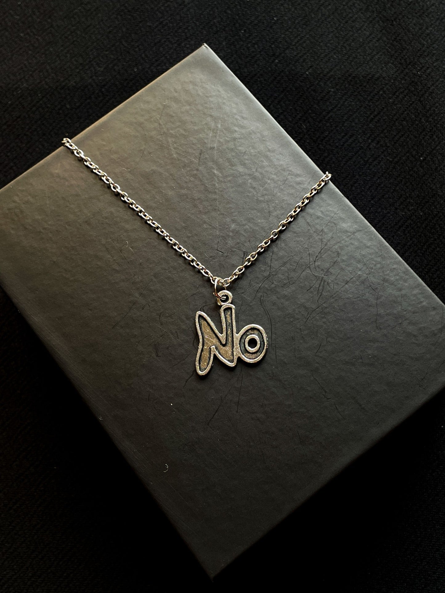 "NO" Rebel Silver Pendant With Chain