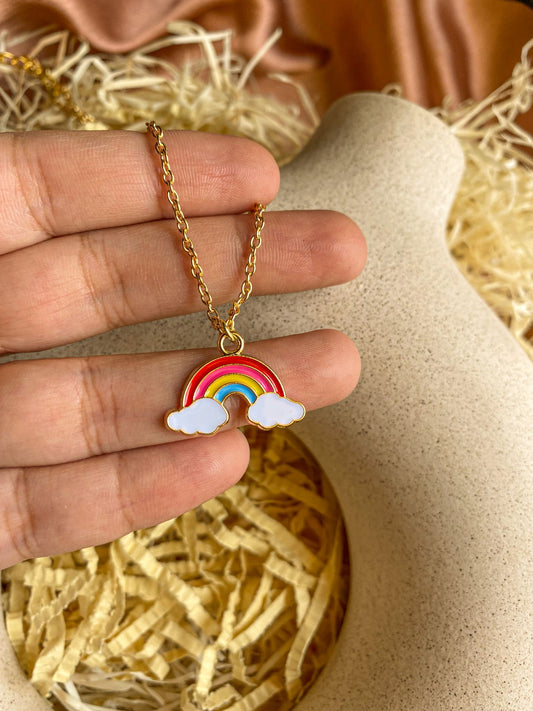 Rainbow On Clouds Enamel Charm Necklace