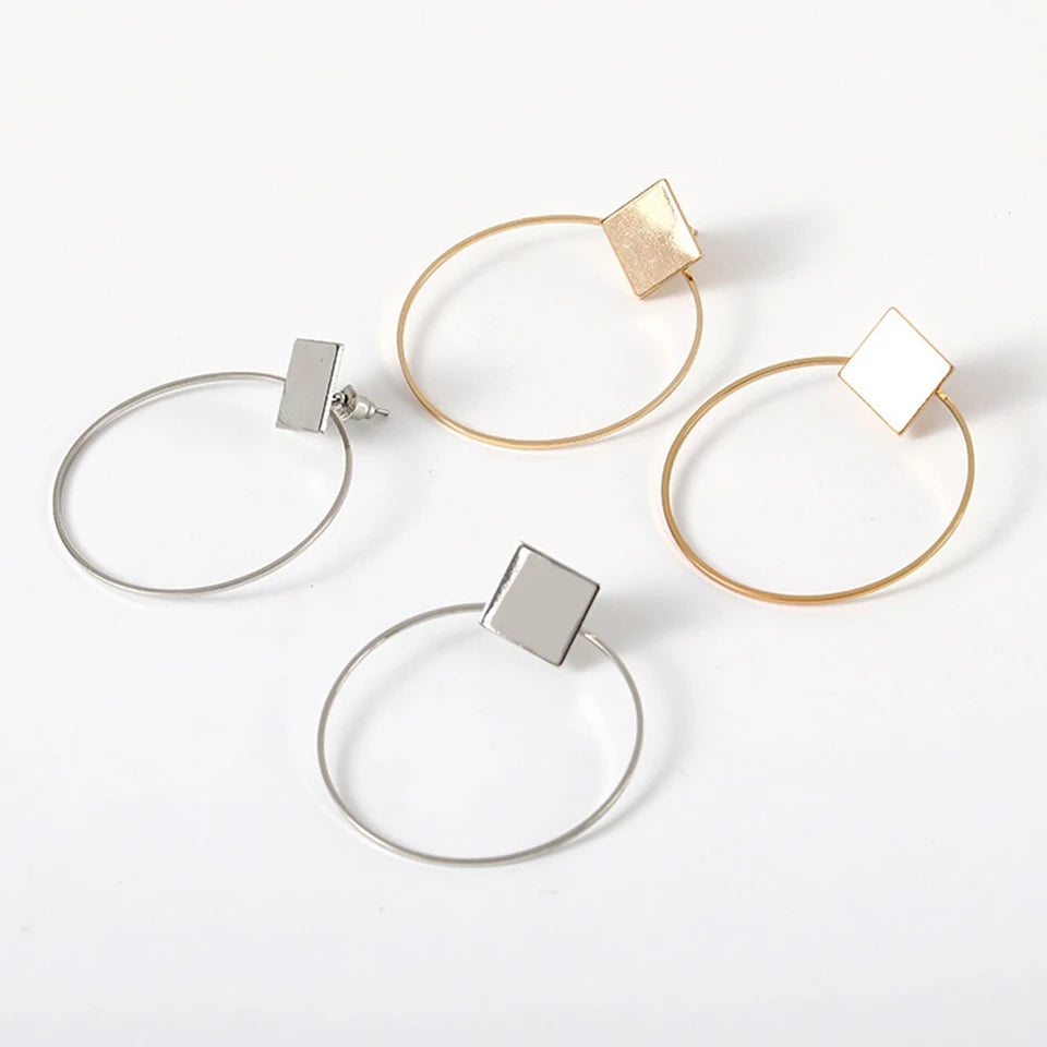 Square Hoop Geometric Minimalist Earrings
