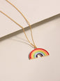 Big Rainbow Enamel Pendant Necklace