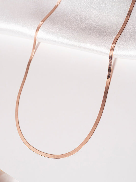 Stainless Steel Snake Chain Necklace: Rose Gold